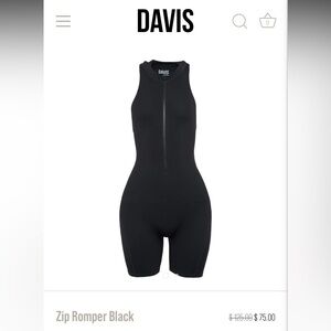 NWOT Davis Active Zip Romper - Black Women’s Shapewear Bodysuit